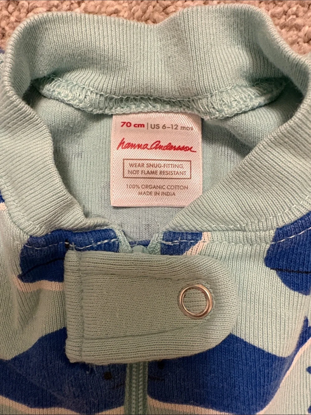 Hanna Andersson infant Footed whale Sleeper   6-12 months
